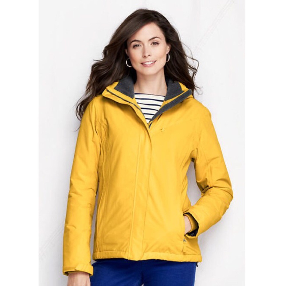 Lands End Yellow Classic Hooded Squall Parka Coat